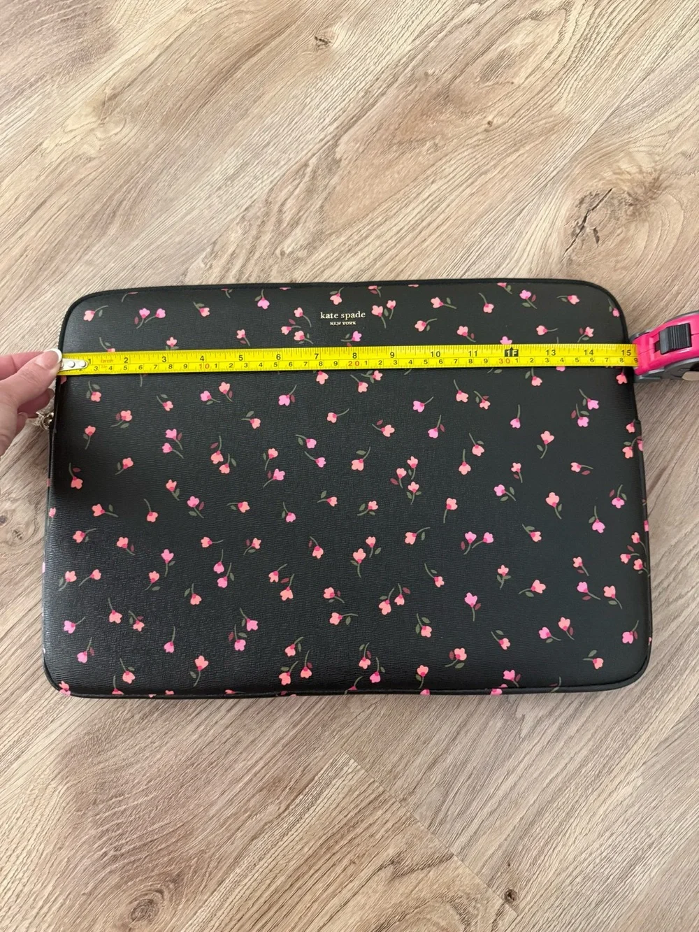 kate spade Black Laptop Sleeve with Pink Floral Print